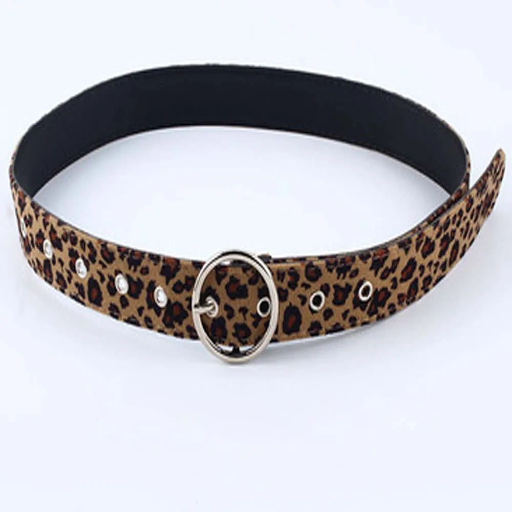 round dark yellow New Woman Lady Leopard Print Dress Strap Waist Belts Female Fashion Clothing Accessories Girls Adjustable Decoration Waistband - Цвет: round dark yellow