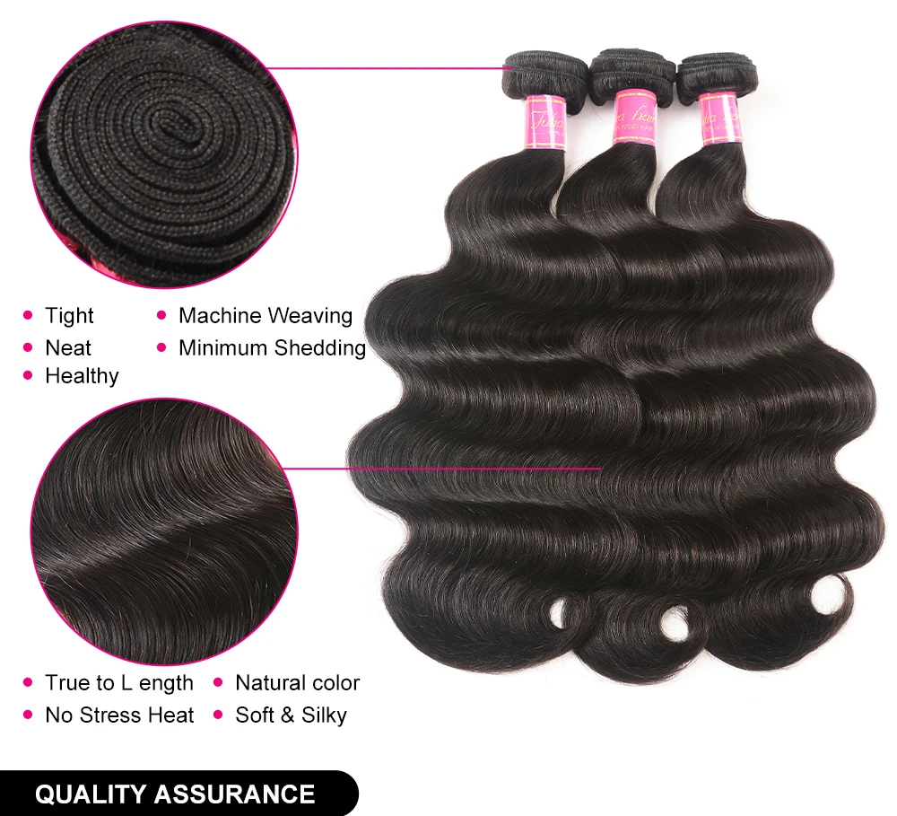 Brazilian Body Wave Hair Bundles 8-30 Inches 100% Human Hair Weave 134 Bundles Natural Color Remy Hair Extensions High Ratio (2)