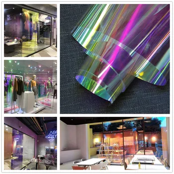 

SUNICE Glass Tinting Christmas Decorative Window Glass Film Dichroic Rainbow Tint Glass Tint for House Decor Party Festival