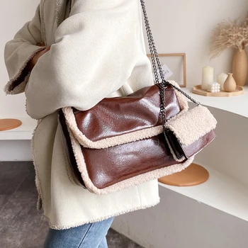 

Autumn And Winter Soft Bag Retro One-shoulder Wild Fashion Handbag Width 31cm High 21cm Thick 11cm