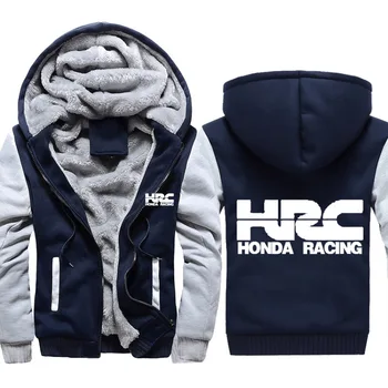 

Hoodies Erkekler HRC yarış motosiklet araba logosu Baskı Ceket Kalınlaşmak Hoodie Erkek Kış sıcak Polar pamuk Fermuar Raglan Cek