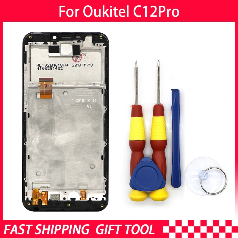 Новый ЖК-дисплей с сенсорным экраном для Oukitel C12 pro дигитайзер в сборе рамкой