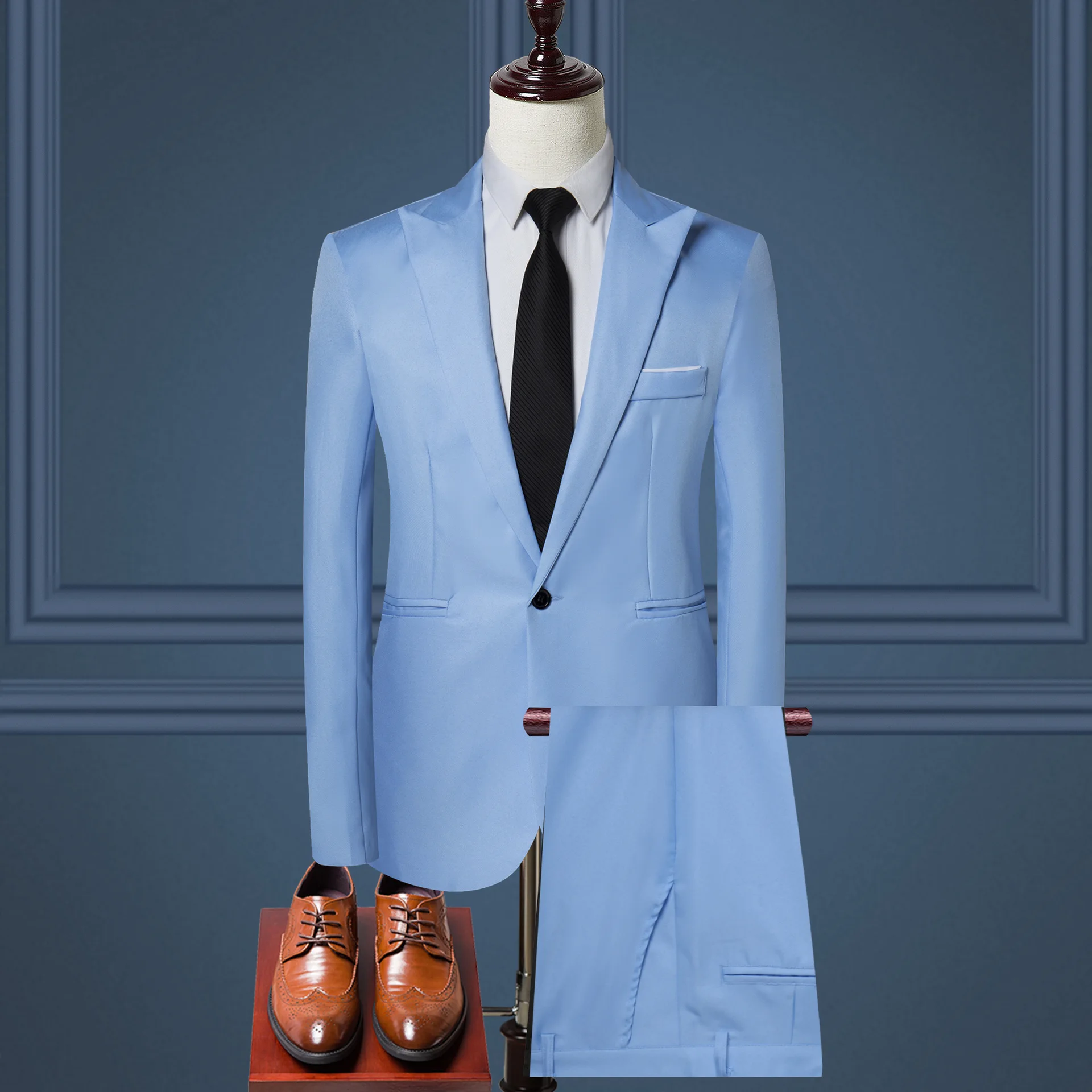2020 New Men Plus Size 5XL Slim Casual Blazer+Pants Men Suits for Business Office Formal Party Wedding 2 Pieces Men Blazer Set