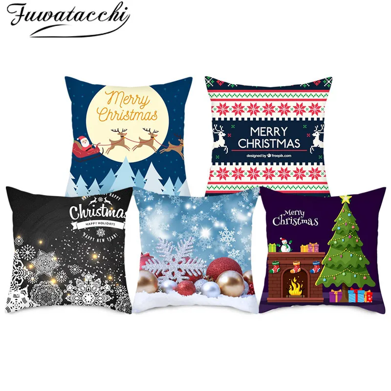 

Fuwatacchi Cushion Cover Cute Cartoon Animal Pillow Cover Christmas Decorations for Home Sofa ChairThrow Pillowcase 45x45cm
