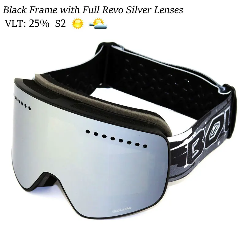 Black Silver Магнитные двухслойные поляризованные линзы, лыжные очки, противотуманные, UV400, очки для сноуборда, лыжного спорта, для мужчин, женщин, лыжные очки, очки - Цвет: Black Silver