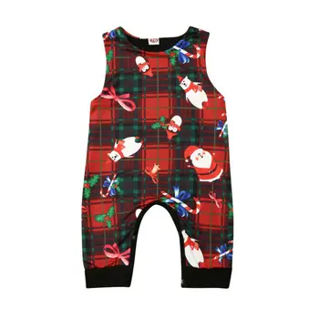 

Pudcoco US Stock 0-18M Newborn Baby Boys Girls Christmas Print Santa Claus Sleeveless Romper Jumpsuit Clothes Outfits