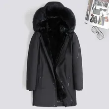 Мужская шуба из натурального меха норки с подкладкой из утиного пуха, зимнее пальто для мужчин, парка из натурального меха для мужчин, одежда размера плюс Casaco 8235 YY820