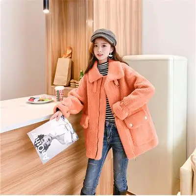 orange Faux lamb double-faced fur plus size ins style women winter coat harajuku jacket women plus size bomber jackets vintage fur coat - Цвет: orange
