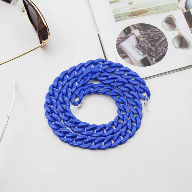 New Fashion Acrylic Glasses Chains Holder Cord Reading Sunglasses Chain Women Largands Eyeglasses Hanging Neck Chain Strap Rope dark blue