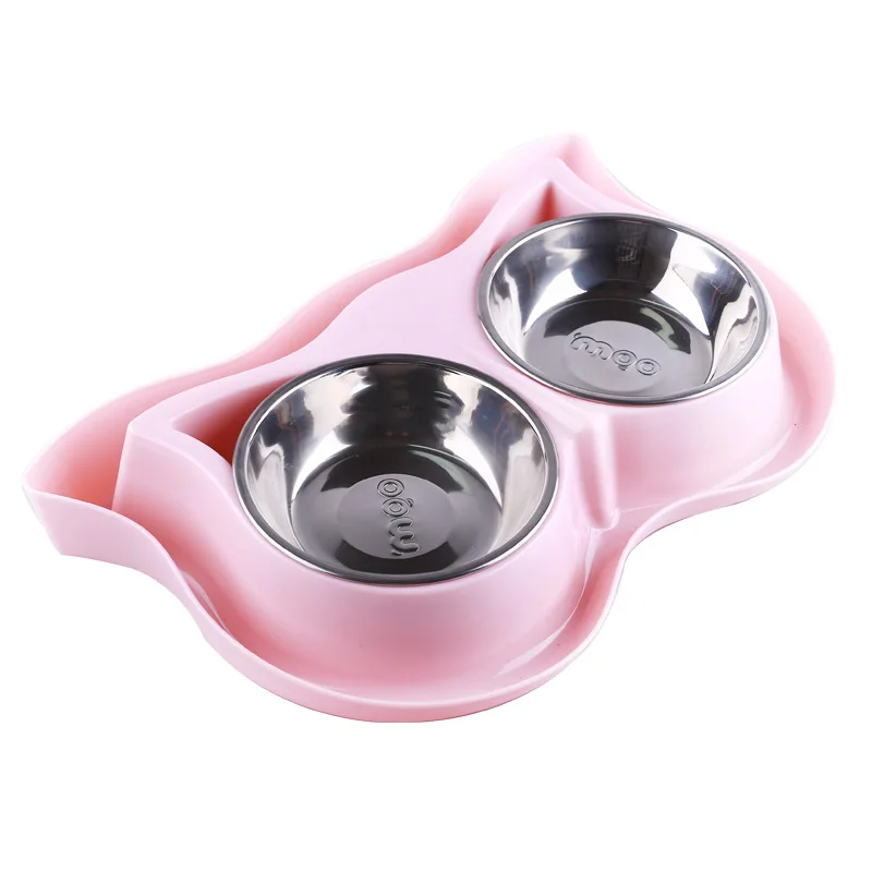 Pink Steel Set Керамическая кошка, миска для домашних животных пластиковая рамка Противоскользящий шейный защита еда вода собаки кошки миски, товары для животных - Цвет: Pink Steel Set