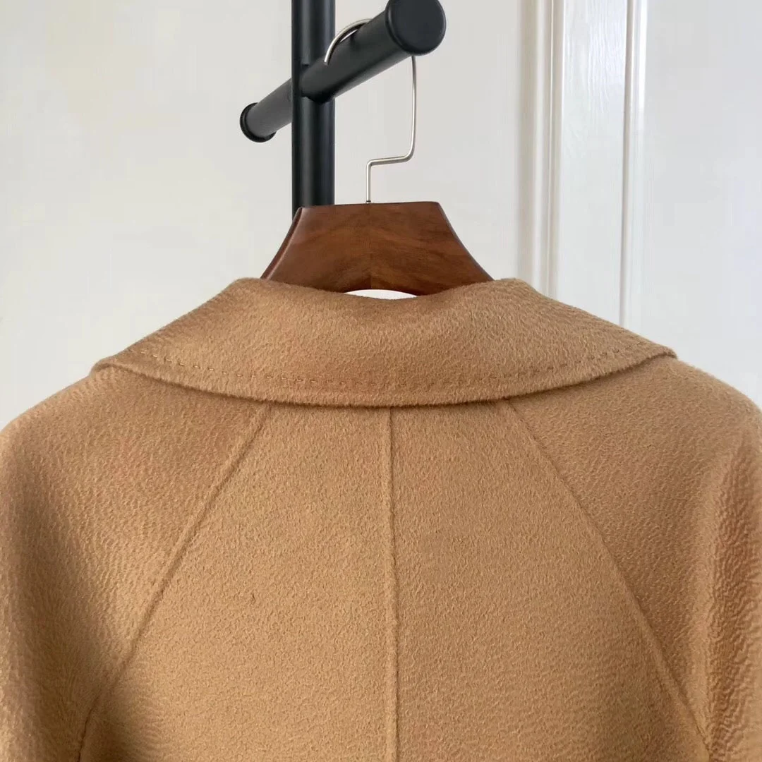 Уличная зимняя Двусторонняя приталенная элегантная женская куртка-Тренч Длинная шерстяная куртка женская австралийская шерсть пальто