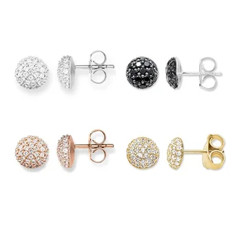 

8MM Pave CZ Round Stud Earrings Women Men Fashion Thomas Style Hemisphere 925 Sterling Silver Ear Stud Jewelry Accessories Gifts