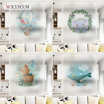 

Static Cling Window Film Custom Size PVC Cute Animals Design Kids' Room Decoration Stained Private Frosted Glass Foil 40cmx100cm