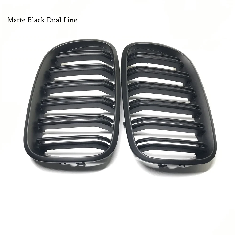 L + R блестящая черная двойная планка передняя решетка гриль для BMW X5 X6 E70 E71 2007 2013