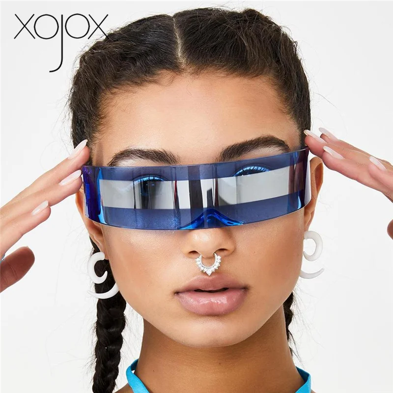 XojoX, забавные футуристические очки, костюм, солнцезащитные очки, Необычные Сиамские модные очки, вечерние солнцезащитные очки на Хэллоуин
