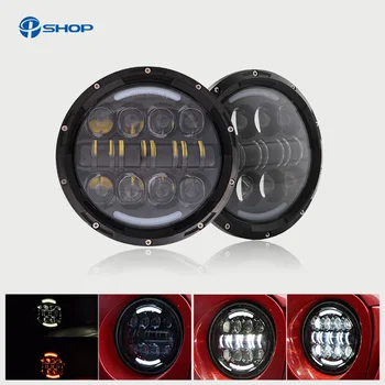 

Super bright 80W 7 Inch Round LED Headlight with White/ amber Turn Signal DRL for Jeep Wrangler Jk Tj Motor