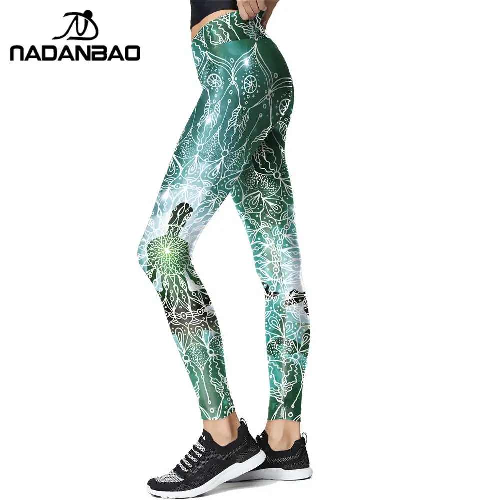 NADANBAO,, высокая талия, мандала, леггинсы для женщин, Wortkout, леггинсы для фитнеса, ацтекские, круглые, Омбре, Цветочные штаны, Charkra Leggins