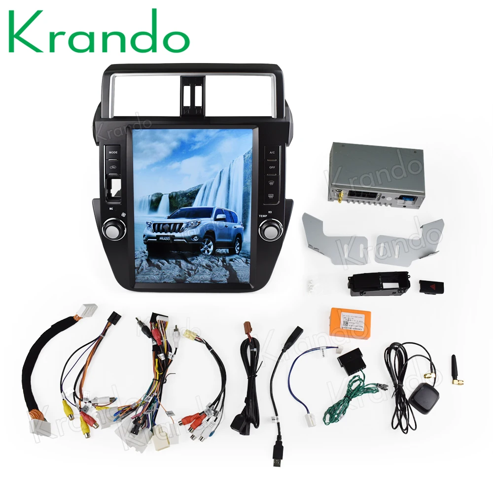 Clearance Krando Android 7.1 12.1" tesla Vertical screen car radio gps navigation player for Toyota Prado 2014-2017 multimedia system 5