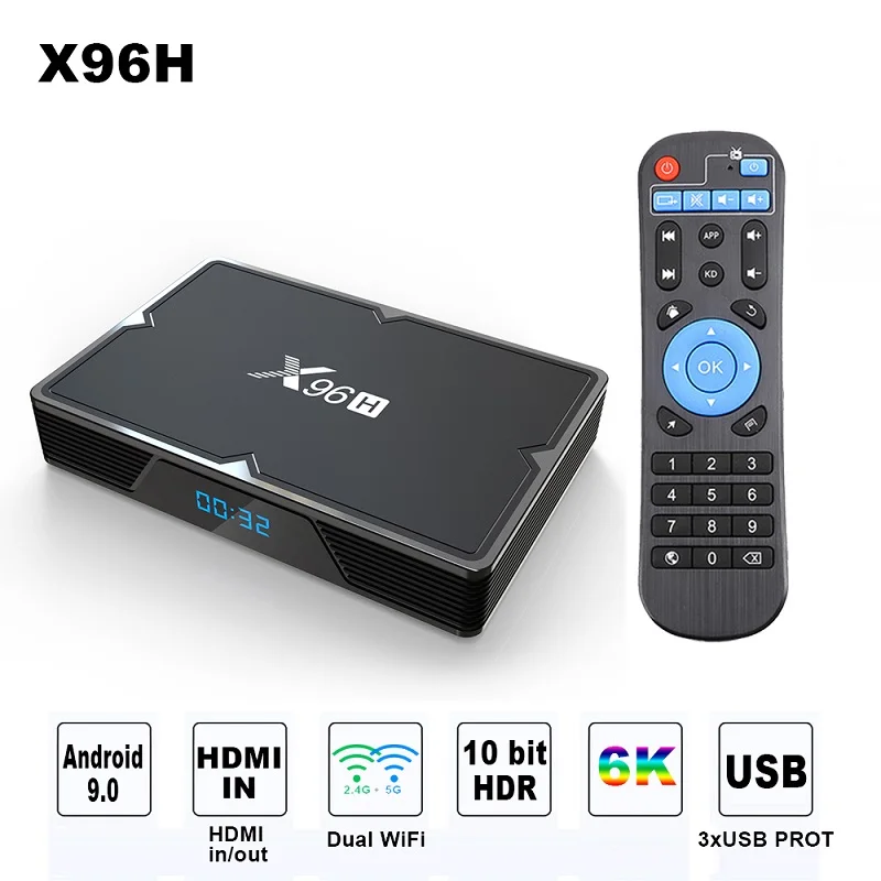 X96H двойной hdmi Android9.1 smart tv box ip tv box franch iptv 4800 канал Европа iptv 4 ГБ 32 ГБ 2.4F/5 г Wifi медиаплеер PK x96