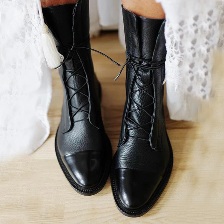leather flat boots