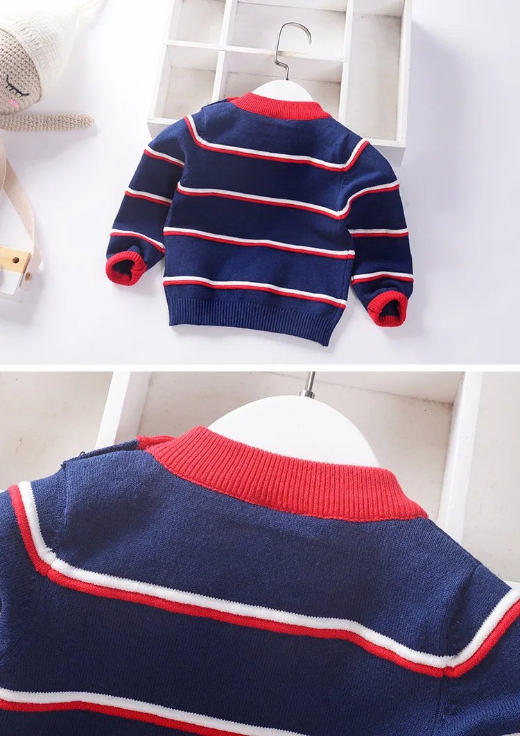 Autumn/winter Children's Sweater Single-layer Top Coat Striped Knitted Sweater Wholesale