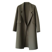 Осень-зима, новинка, женский кардиган высокого качества на каждый день, Полушерстяное пальто, длинное пальто большого размера, Женское шерстяное пальто из кашемира, верхняя одежда