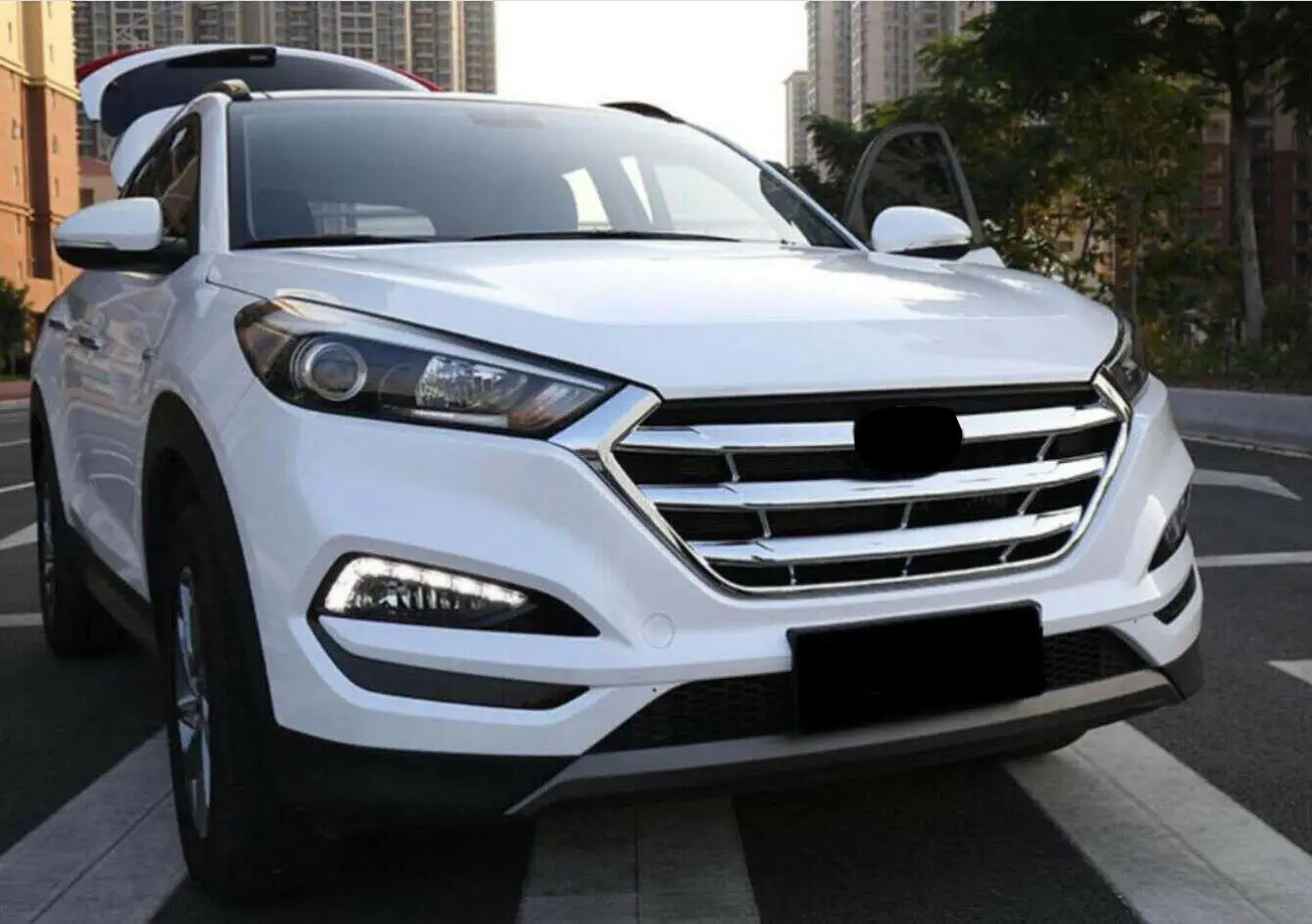 ABS Хром Передняя Серебристая решетка крышка гриля для hyundai Tucson