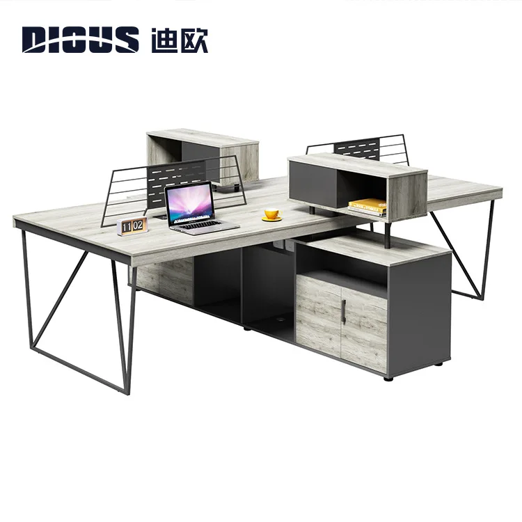 

Company Office Desk Staff 4-person Screen Plate Manager Desk Industrial-Style Computer Tables And Chairs Combination Manufacture