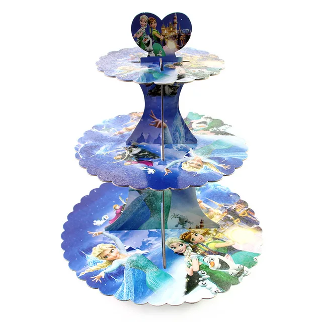 1set Cake stand Вечерние шары в форме принцесс Эльзы, подгузники, посуда для дня рождения, украшения для детского душа, украшения для первого дня рождения для девочек - Цвет: 1set Cake stand
