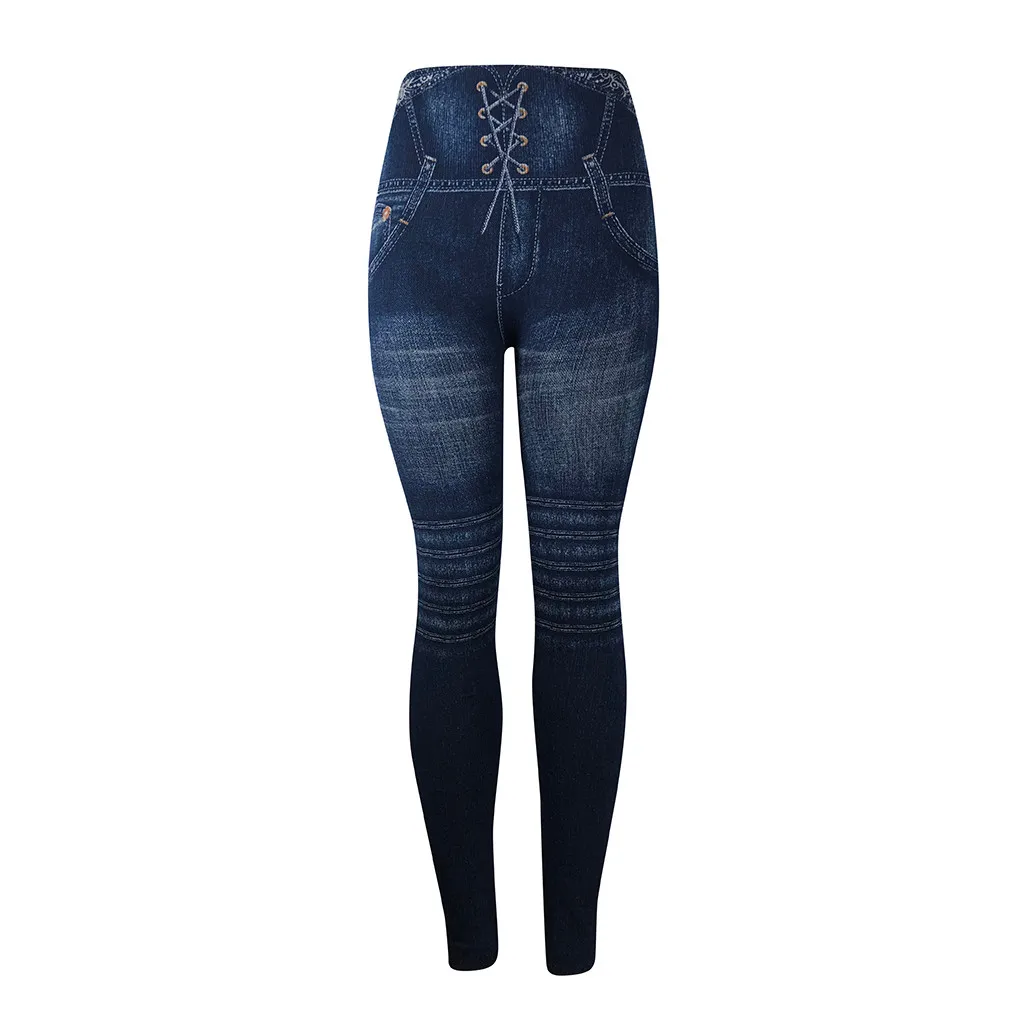VoguePush Up Leggings Women Summer Workout Polyester Jeggings Breathable High Waist Jeans Trousers Denim Stretchy Pencil Pants
