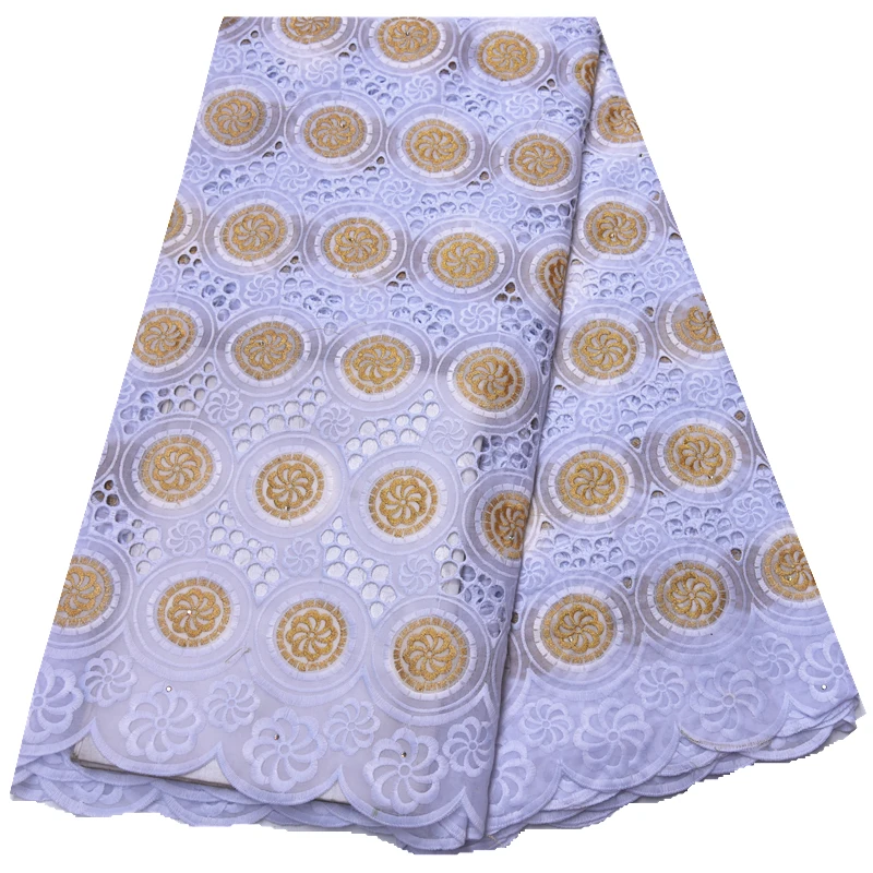 Белая швейцарская вуаль кружевная ткань с вышивкой Золотая африканская кружевная ткань высокое качество кружева 5 ярдов