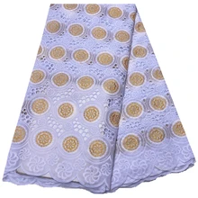 Белая швейцарская вуаль кружевная ткань с вышивкой Золотая африканская кружевная ткань высокое качество кружева 5 ярдов