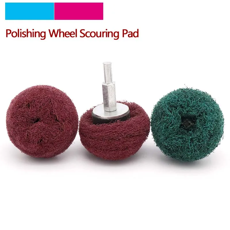 6mm Mandrel Scouring Pad Nylon Fiber Buffing Polishing Wheel Mop For Rotary Tool 