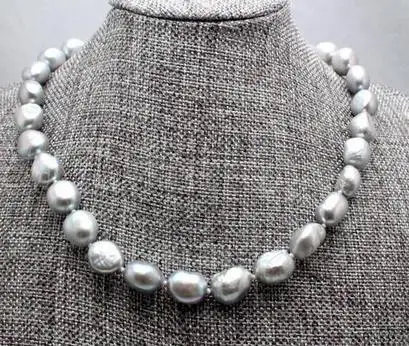 

Wholesale 18 INCH 11-12mm SOUTH SEA BAROQUE GREY PEARL NECKLACE 14K GOLD