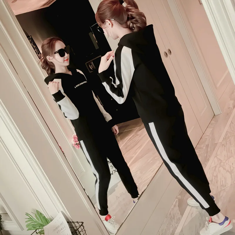 

Spring And Autumn New Style Korean-style Casual Sports WOMEN'S Suit-Style Slimming Loose-Fit Hoodie Autumn Clothing Two-Piece Se