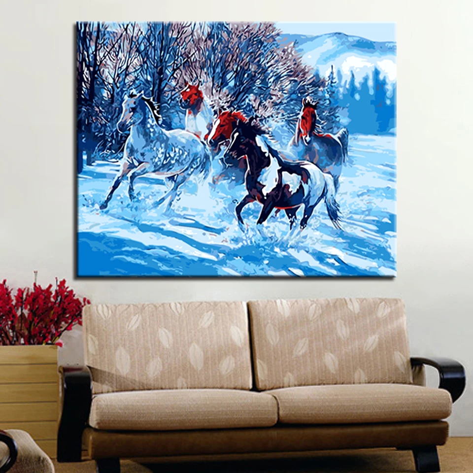 

Ten thousand horses run DIY Painting By Numbers Kits Calligraphy Painting Acrylic Paint By Number For Home Decoration A work art