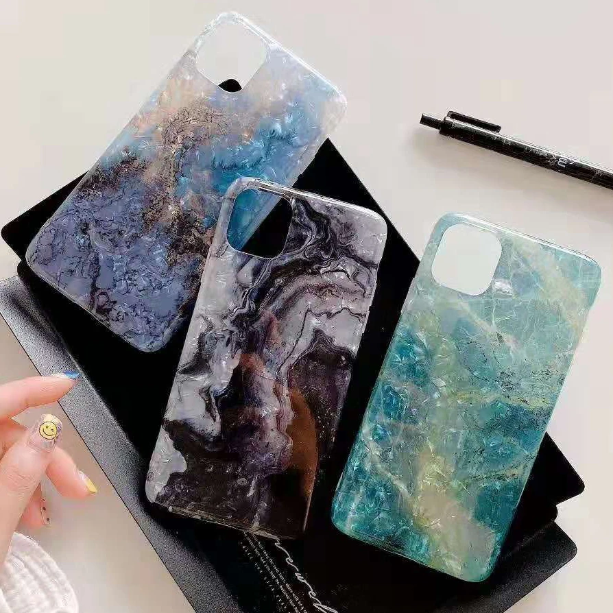 Gelandge Shell Texture Phone Case For iPhone XS X 11 Pro Max XR Marble Stone Grain Soft TPU Silicone Cover iPhone7 8 Plus SE | Мобильные