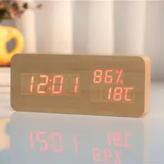 Напрямую от производителя продажи светодиодный деревянные часы творческие подарки голос, а также календаря многофункциональный электронный будильник часы, настольные часы, которые