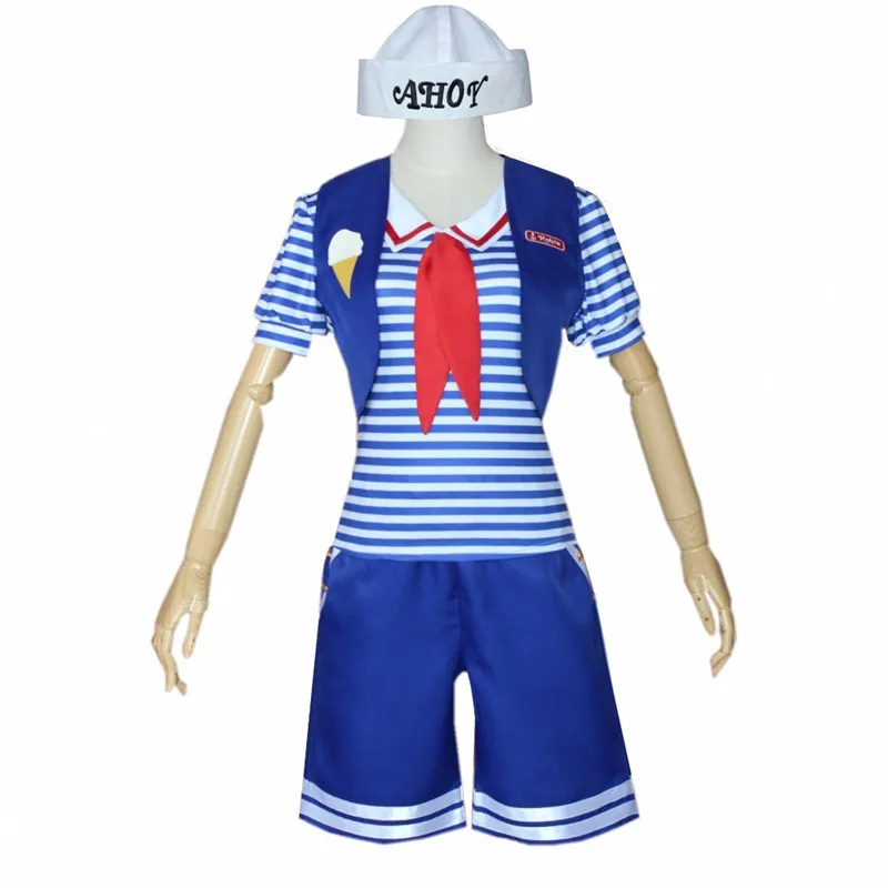

Stranger Things 3 Scoops Ahoy Robin Cosplay Costume Dress Steve Harrington Adult Uniform Working Sailor Suit Halloween Carnival