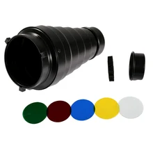 

5 Color Filter Kit Studio light Fittings Flash Accessories Mount Adapter to Projection Attachment Lens with Honeycomb Grid