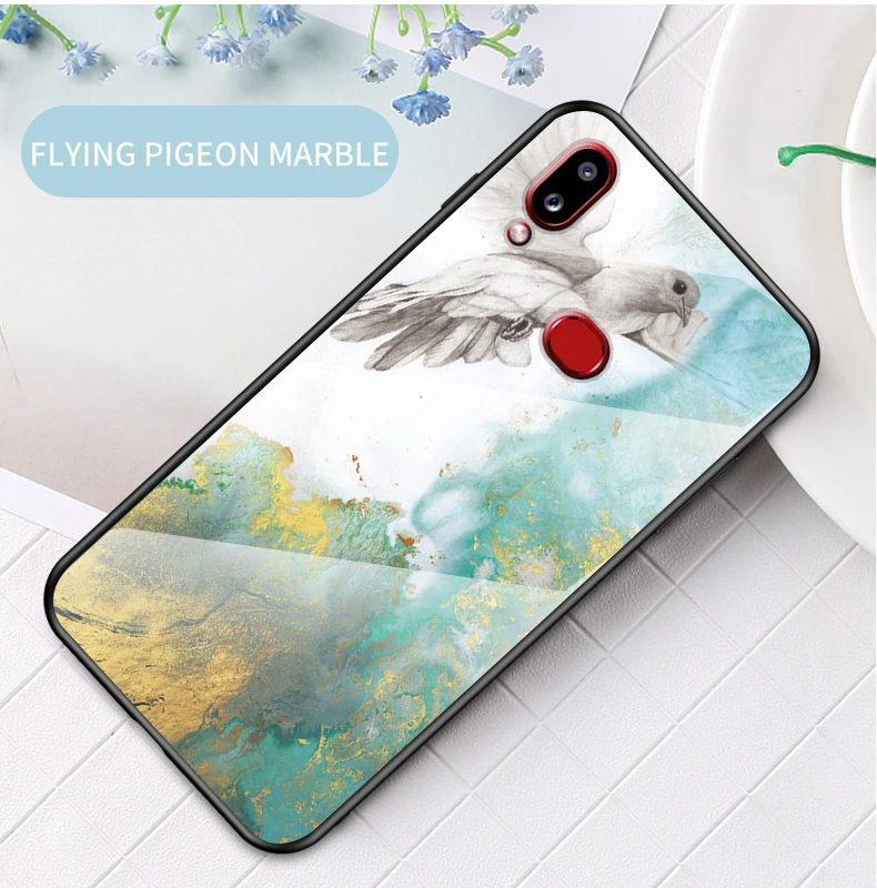 Для samsung Galaxy A10S A107FD чехол мраморный глянцевый закаленное стекло Мягкий Силиконовый противоударный жесткий чехол для телефона для samsung A10S чехол