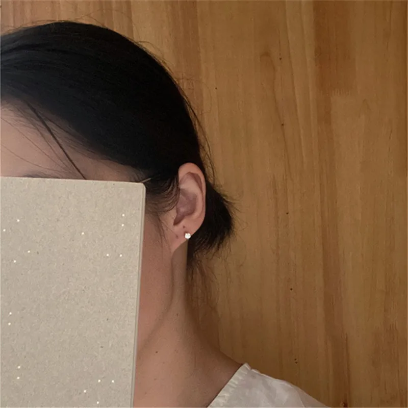 925 Sterling Silver Korea Simple Four Claws Inlaid Zircon Stud Earrings Women Plating 14K Gold Wedding Party Jewelry Gift - Image 2
