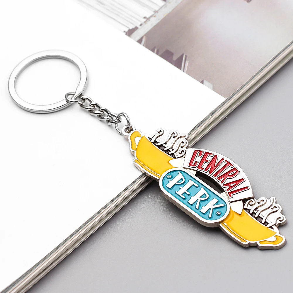 TV Series Friends Keychain Central Perk Coffee Time Metal pendant Key chain car keyring Christmas Gifts for Friends keys holder