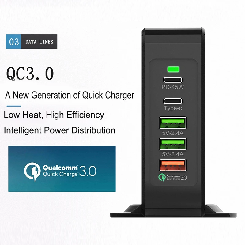 75W Quick Charge 3 0 USB Type C PD Power Adapter Phone Charger 45W For iphone 2