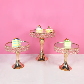 

Tobs Fondant Gold Crystal cake stand set Electroplating gold mirror face candy bar table decorating cupcake sweet table