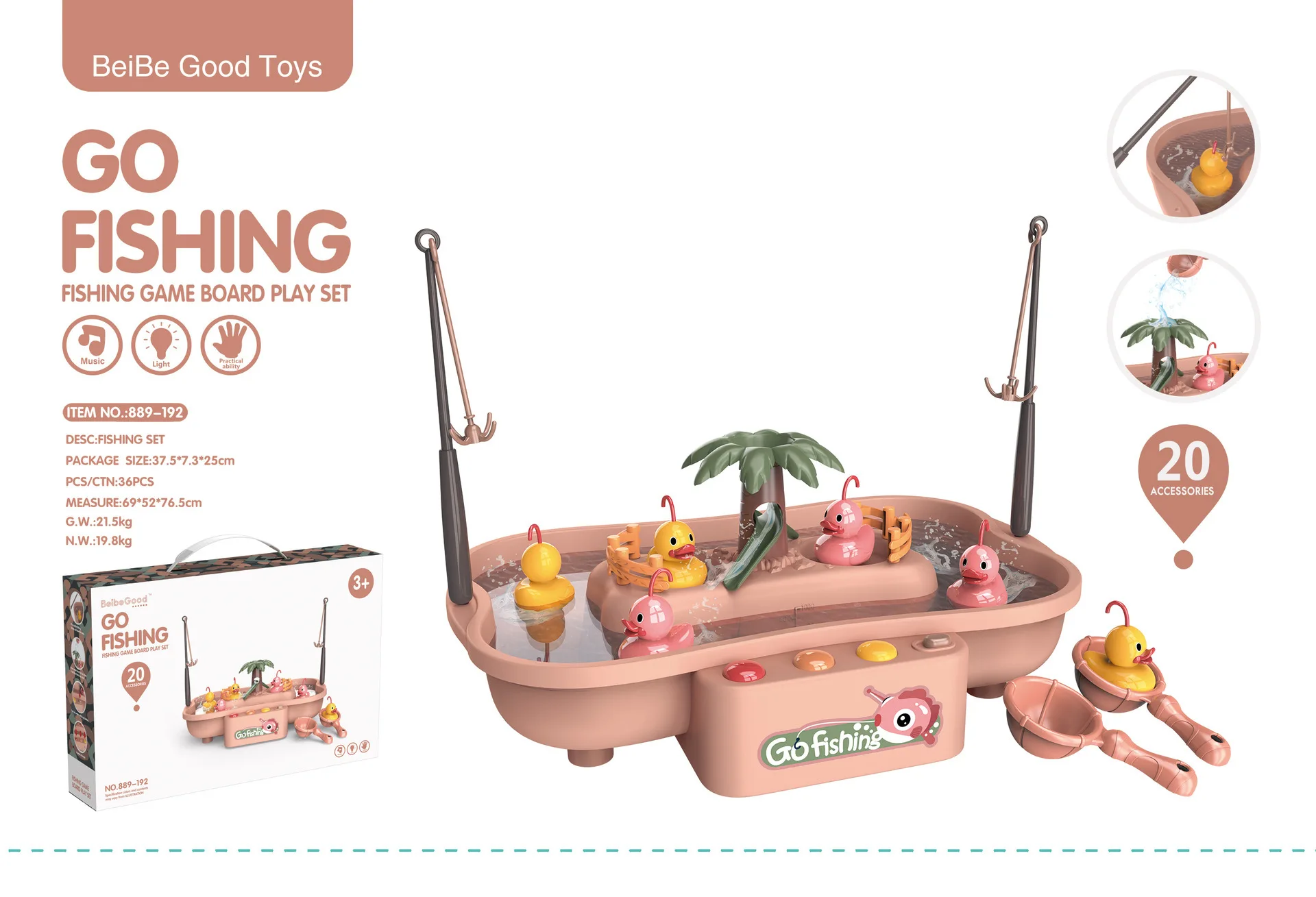 Children's Magnetic Fishing Toy Music Electric Circulation Fishing Duck Fishing Platform Water Play Game Toys for Kids Gift