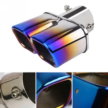 

1 To 2 Straight Throat Exhaust Tail Pipe Stainless Steel Universal Easy Install Muffler Tip Rear Outlet Auto Nozzle End Car
