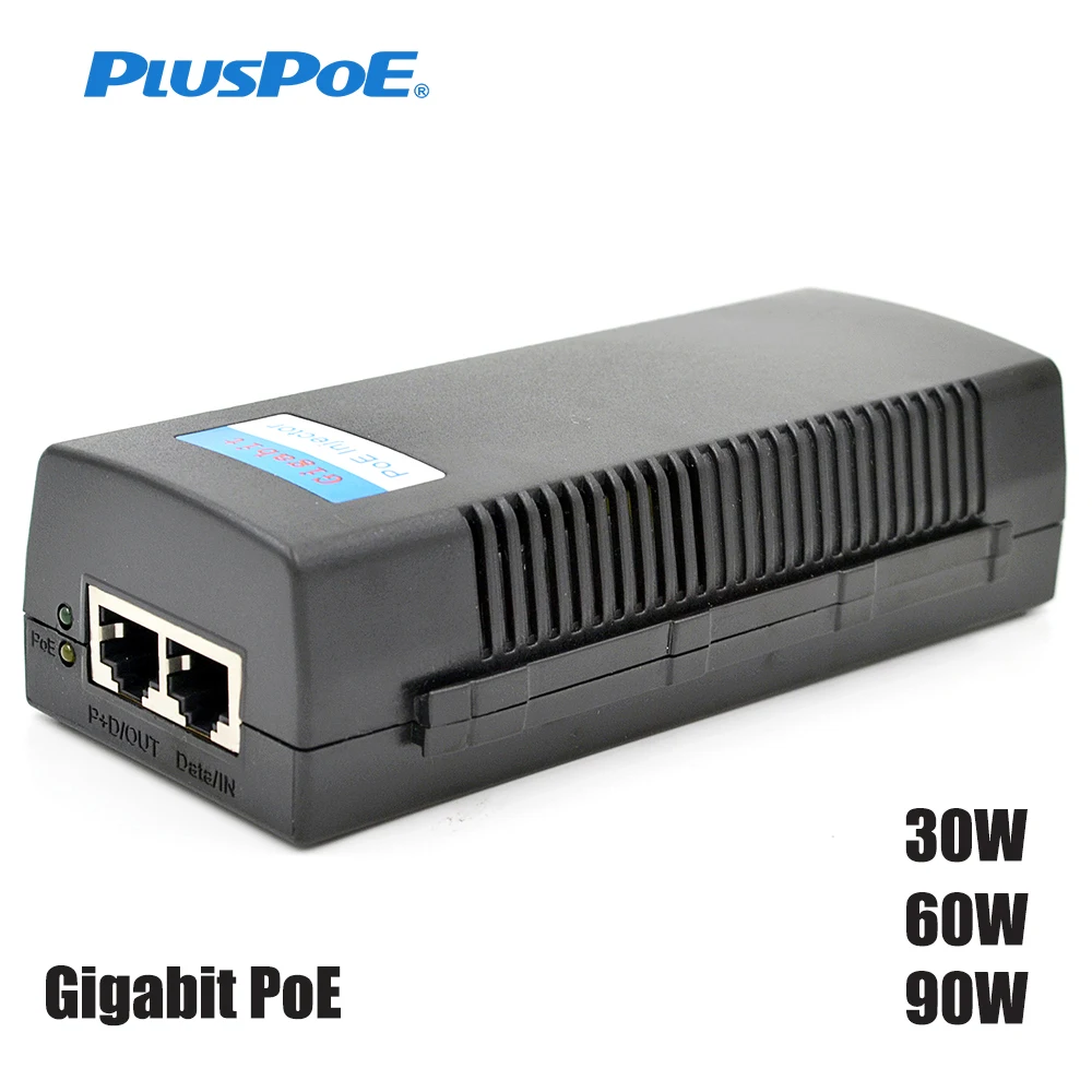 30 Вт 60 90 Gigabit PoE + Инжектор адаптер Midspan IEEE 802.3 кнопки/at /af 10/100/1000 Мбит/с RJ45 48V-55V Ethernet