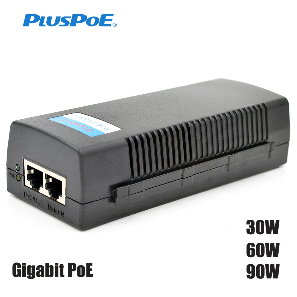 PoE+ Injector 30W 10/100/1000Mbps IEEE 802.3af Compliant PoE Injector Adapter Up to 100 Meters 325 Feet 