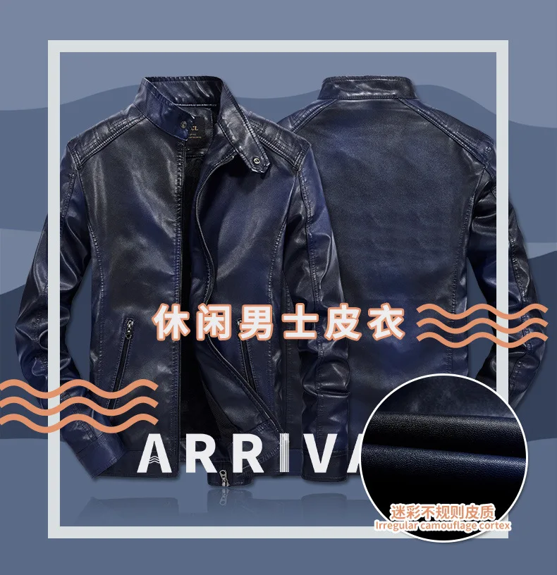 AliExpress зима стиль плюс бархат pu кожаная куртка повседневная стоячий воротник градиент Мужская кожаная куртка мужская одежда